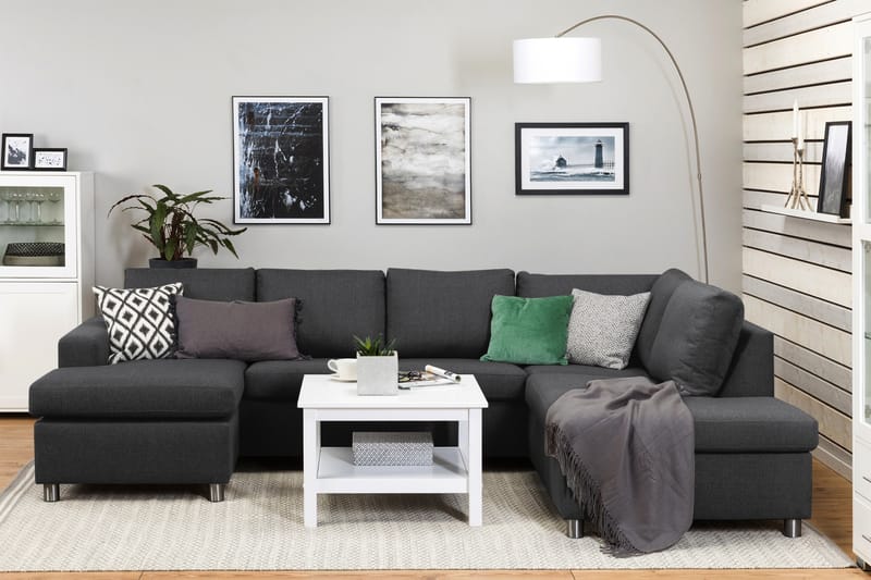 Crazy 4-sits Högervänd U-formad Large Soffa med Divan och Schäslong i Tyg - Mörkgrå - Möbler - Vardagsrum - Soffor - U-soffor