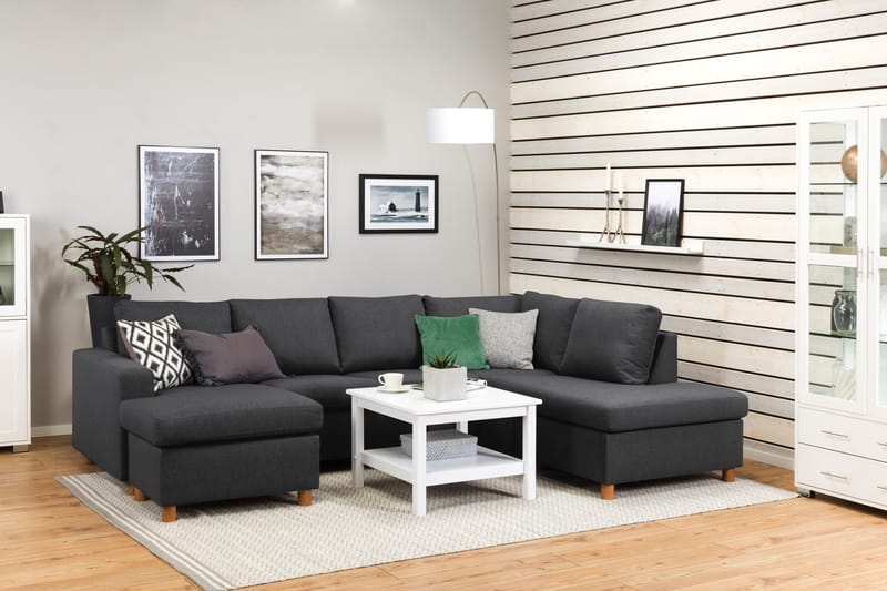 Crazy 4-sits Högervänd U-formad Large Soffa med Divan och Schäslong i Tyg - Mörkgrå - Möbler - Vardagsrum - Soffor - U-soffor