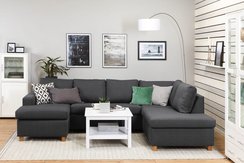 Crazy 4-sits Högervänd U-formad Large Soffa med Divan och Schäslong i Tyg - Mörkgrå - Möbler - Vardagsrum - Soffor - U-soffor