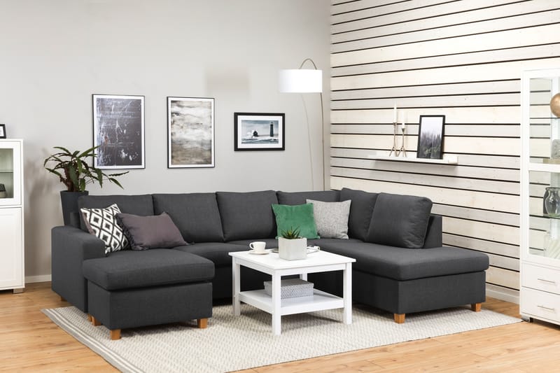 Crazy 4-sits Högervänd U-formad Large Soffa med Divan och Schäslong i Tyg - Mörkgrå - Möbler - Vardagsrum - Soffor - U-soffor