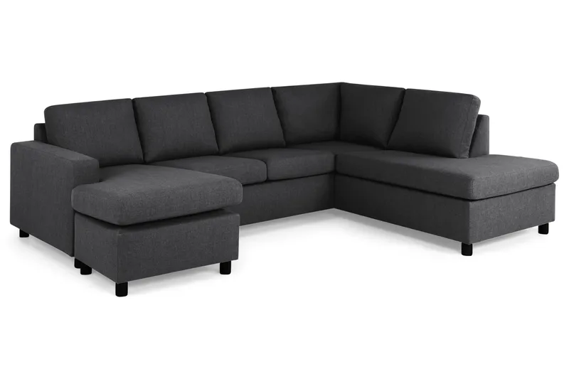 Crazy 4-sits Högervänd U-formad Large Soffa med Divan och Schäslong i Tyg - Mörkgrå - Möbler - Vardagsrum - Soffor - U-soffor