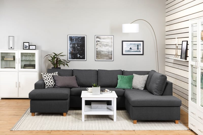 Crazy 4-sits Högervänd U-formad Large Soffa med Divan och Schäslong i Tyg - Mörkgrå - Möbler - Vardagsrum - Soffor - U-soffor