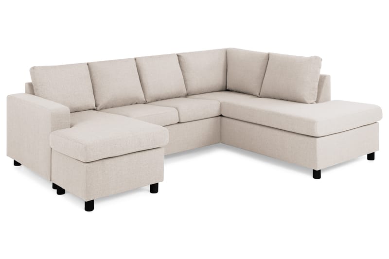 Crazy 4-sits Högervänd U-formad Small Soffa med Divan och Schäslong i Tyg - Beige - Möbler - Vardagsrum - Soffor - U-soffor