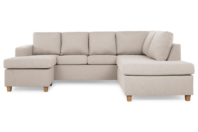 Crazy 4-sits Högervänd U-formad Small Soffa med Divan och Schäslong i Tyg - Beige - Möbler - Vardagsrum - Soffor - U-soffor