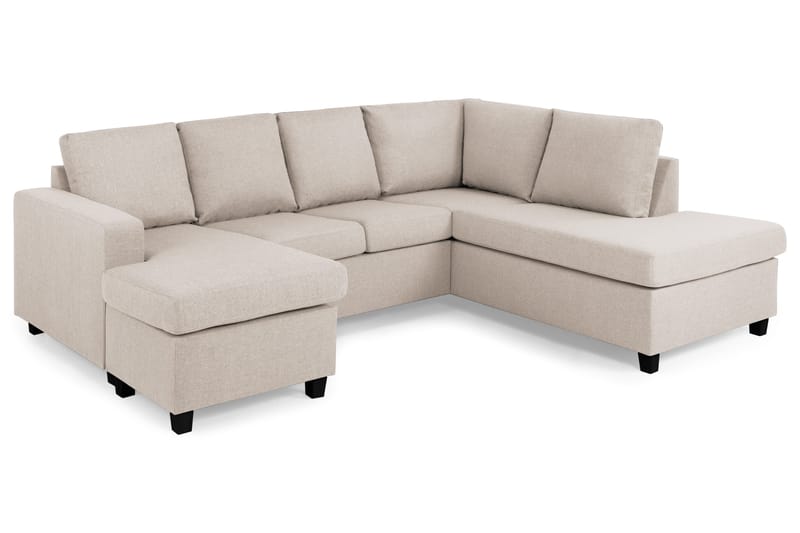 Crazy 4-sits Högervänd U-formad Small Soffa med Divan och Schäslong i Tyg - Beige - Möbler - Vardagsrum - Soffor - U-soffor