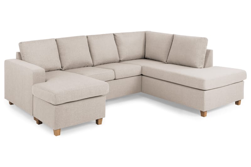 Crazy 4-sits Högervänd U-formad Small Soffa med Divan och Schäslong i Tyg - Beige - Möbler - Vardagsrum - Soffor - U-soffor