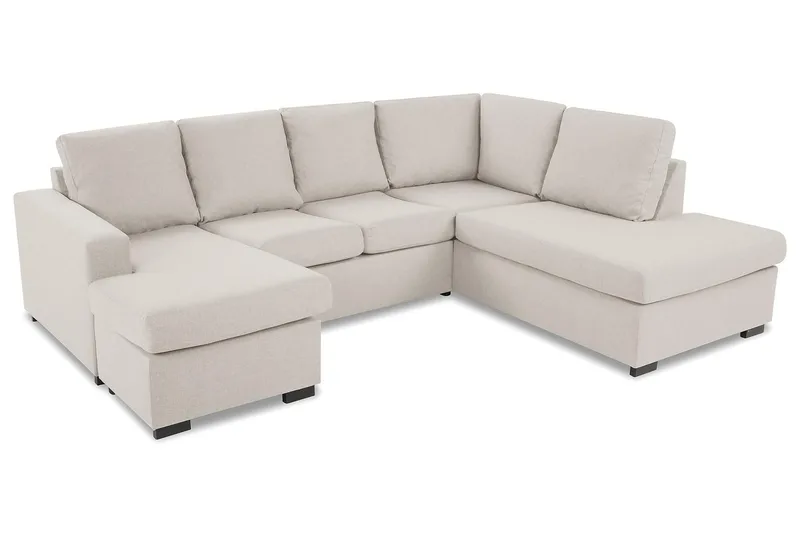 Crazy 4-sits Högervänd U-formad Small Soffa med Divan och Schäslong i Tyg - Beige - Möbler - Vardagsrum - Soffor - U-soffor