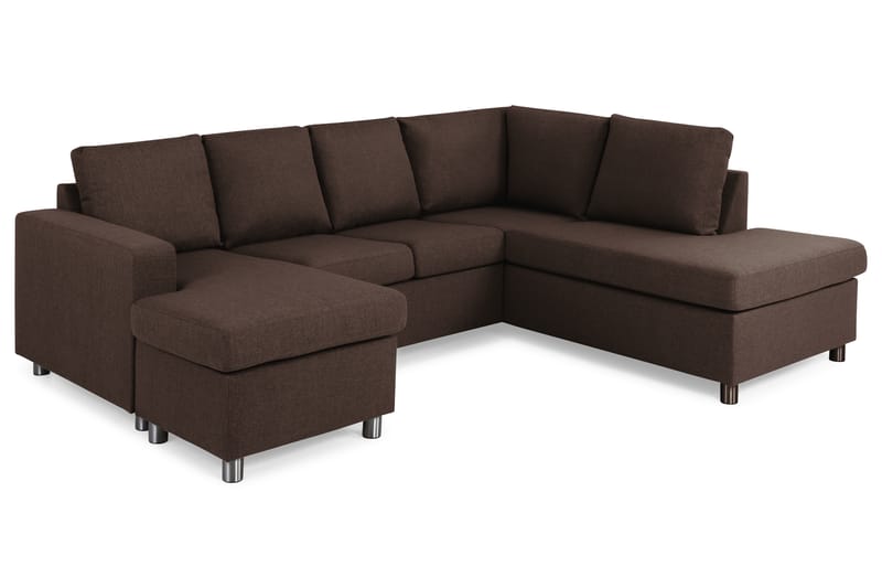 Crazy 4-sits Högervänd U-formad Small Soffa med Divan och Schäslong i Tyg - Brun - Möbler - Vardagsrum - Soffor - U-soffor