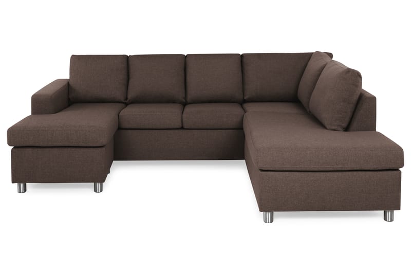Crazy 4-sits Högervänd U-formad Small Soffa med Divan och Schäslong i Tyg - Brun - Möbler - Vardagsrum - Soffor - U-soffor