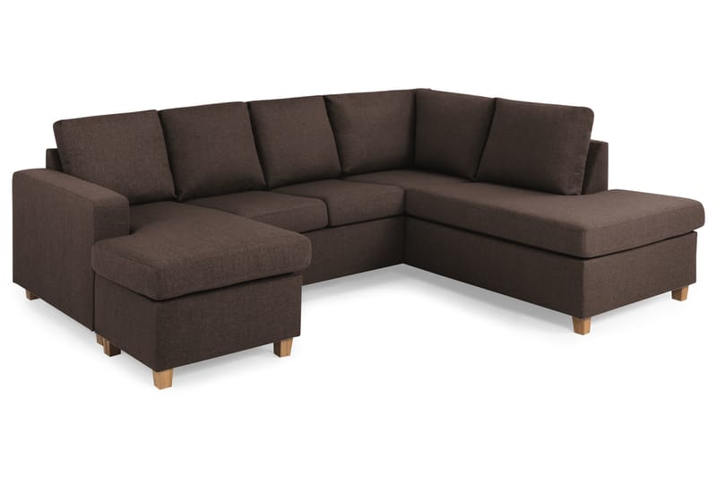 Crazy 4-sits Högervänd U-formad Small Soffa med Divan och Schäslong i Tyg - Brun - Möbler - Vardagsrum - Soffor - U-soffor