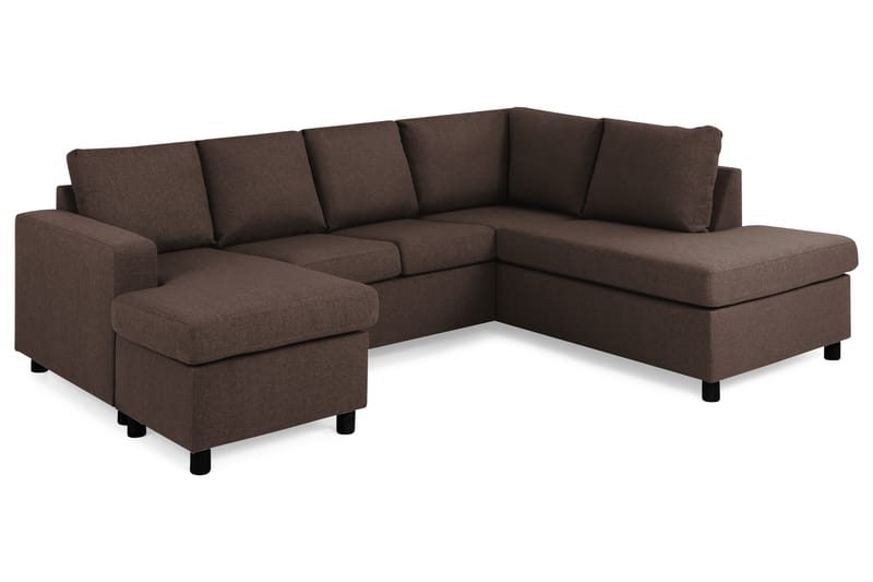 Crazy 4-sits Högervänd U-formad Small Soffa med Divan och Schäslong i Tyg - Brun - Möbler - Vardagsrum - Soffor - U-soffor