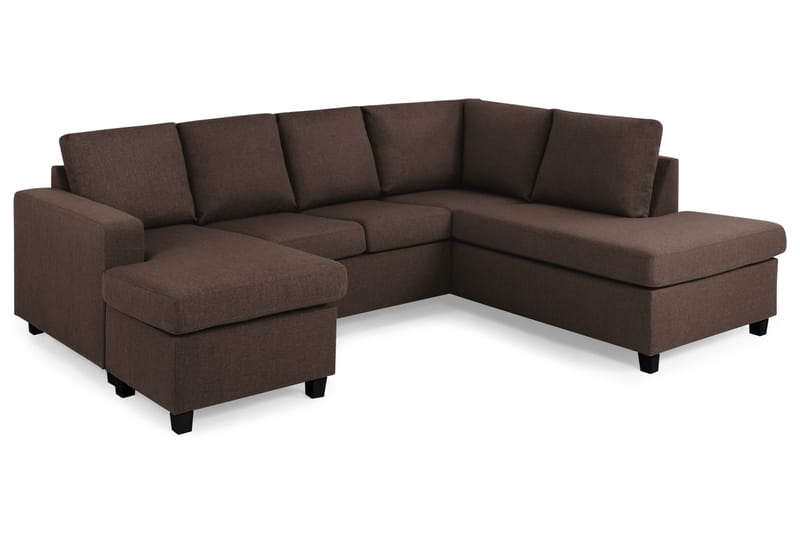 Crazy 4-sits Högervänd U-formad Small Soffa med Divan och Schäslong i Tyg - Brun - Möbler - Vardagsrum - Soffor - U-soffor