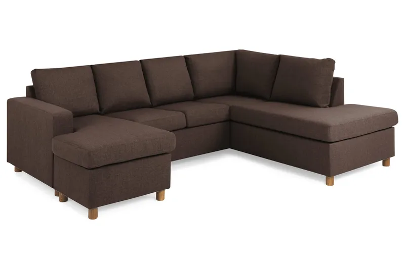 Crazy 4-sits Högervänd U-formad Small Soffa med Divan och Schäslong i Tyg - Brun - Möbler - Vardagsrum - Soffor - U-soffor