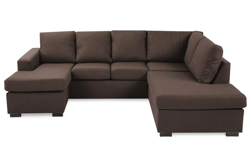 Crazy 4-sits Högervänd U-formad Small Soffa med Divan och Schäslong i Tyg - Brun - Möbler - Vardagsrum - Soffor - U-soffor