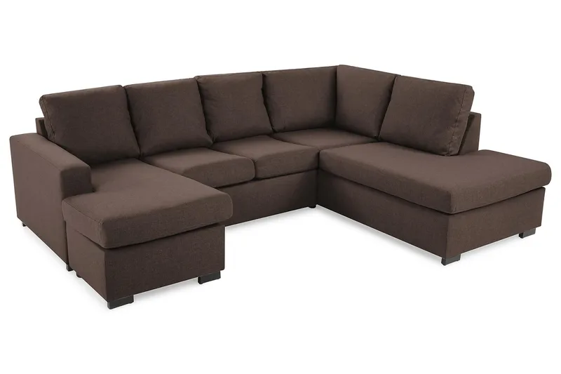 Crazy 4-sits Högervänd U-formad Small Soffa med Divan och Schäslong i Tyg - Brun - Möbler - Vardagsrum - Soffor - U-soffor