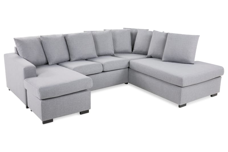 Crazy 4-sits Högervänd U-formad Small Soffa med Divan och Schäslong i Tyg inkl Kuvertkuddar - Grå - Möbler - Vardagsrum - Soffor - U-soffor