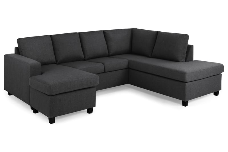 Crazy 4-sits Högervänd U-formad Small Soffa med Divan och Schäslong i Tyg - Mörkgrå - Möbler - Vardagsrum - Soffor - U-soffor
