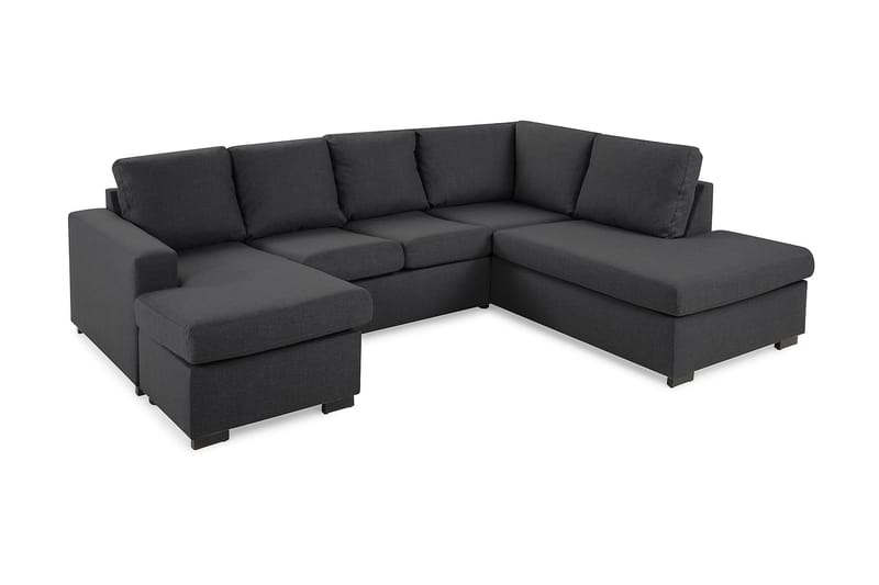 Crazy 4-sits Högervänd U-formad Small Soffa med Divan och Schäslong i Tyg - Mörkgrå - Möbler - Vardagsrum - Soffor - U-soffor