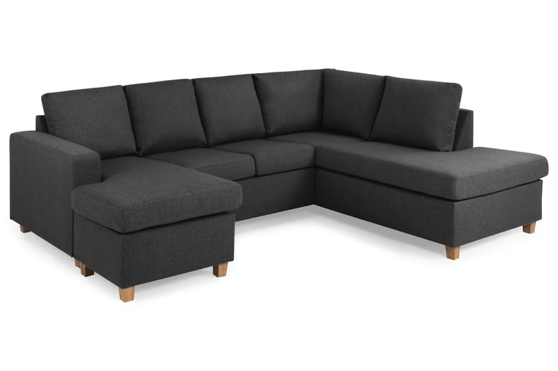 Crazy 4-sits Högervänd U-formad Small Soffa med Divan och Schäslong i Tyg - Mörkgrå - Möbler - Vardagsrum - Soffor - U-soffor