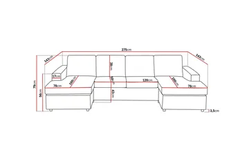 Crazy 4-sits U-formad Soffa med dubbeldivan i Tyg - Antracit - Möbler - Vardagsrum - Soffor - U-soffor