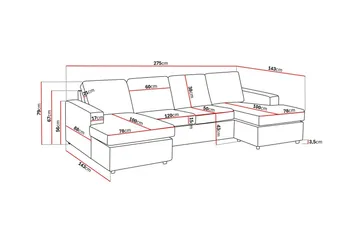 Crazy 4-sits U-formad Soffa med dubbeldivan i Tyg - Antracit - Möbler - Vardagsrum - Soffor - U-soffor