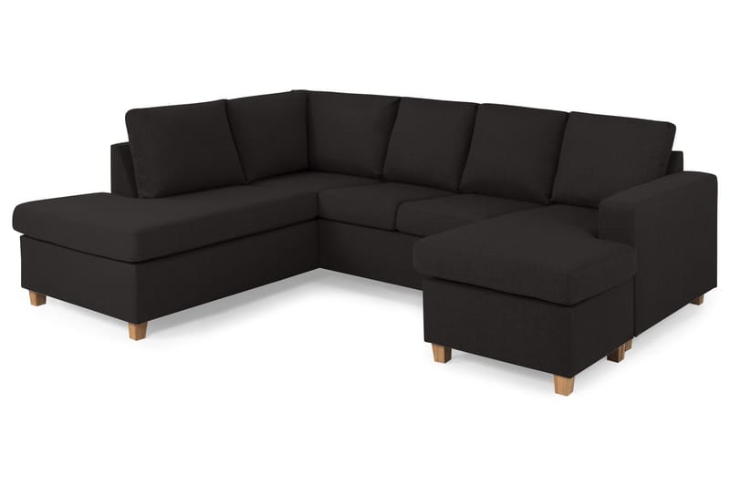 Crazy 4-sits Vänstervänd U-formad Large Soffa med Divan och Schäslong i Tyg - Antracit - Möbler - Vardagsrum - Soffor - U-soffor