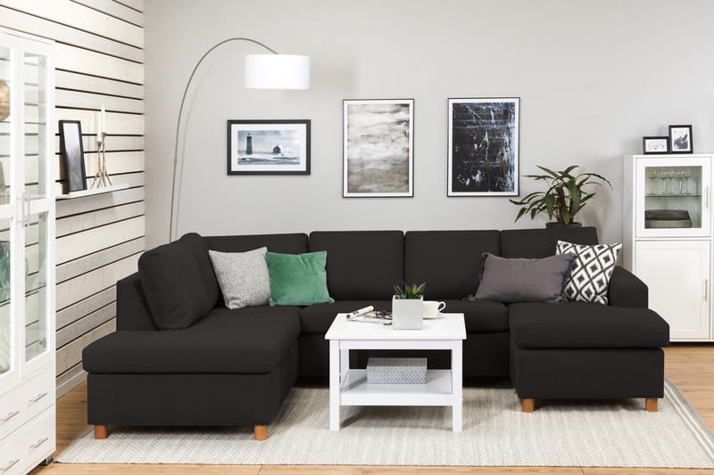 Crazy 4-sits Vänstervänd U-formad Large Soffa med Divan och Schäslong i Tyg - Antracit - Möbler - Vardagsrum - Soffor - U-soffor