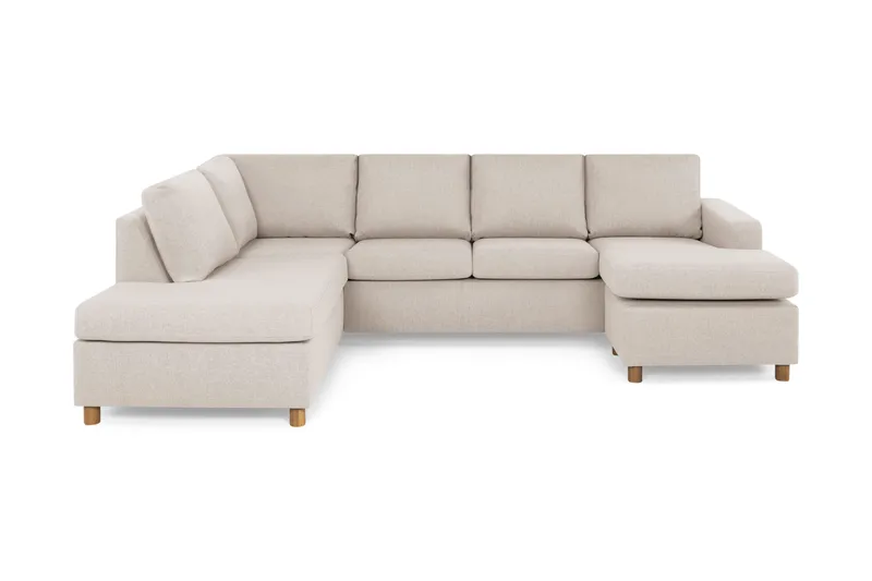 Crazy 4-sits Vänstervänd U-formad Large Soffa med Divan och Schäslong i Tyg, Beige