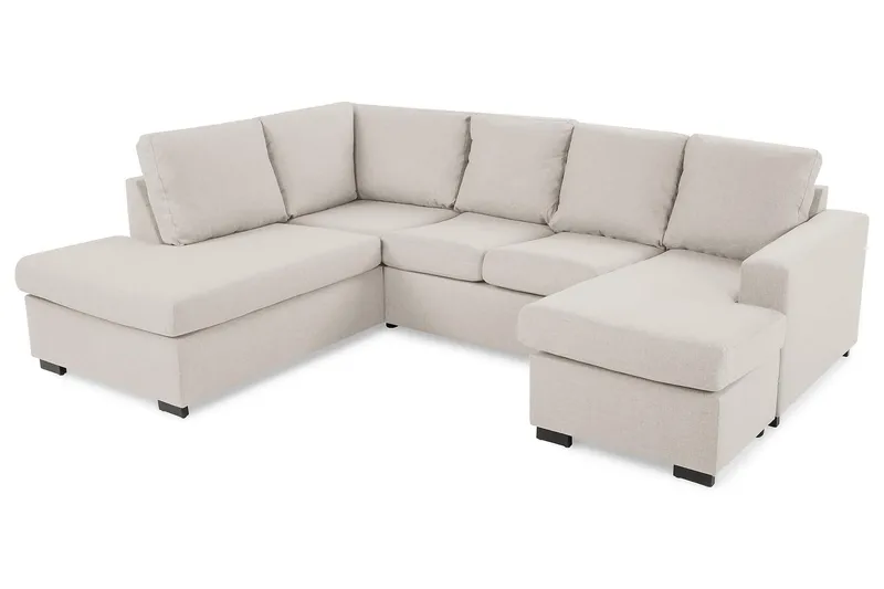 Crazy 4-sits Vänstervänd U-formad Large Soffa med Divan och Schäslong i Tyg - Beige - Möbler - Vardagsrum - Soffor - U-soffor
