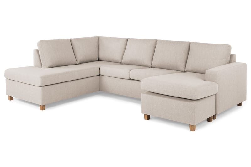 Crazy 4-sits Vänstervänd U-formad Large Soffa med Divan och Schäslong i Tyg - Beige - Möbler - Vardagsrum - Soffor - U-soffor