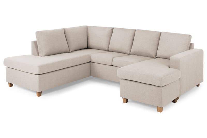 Crazy 4-sits Vänstervänd U-formad Large Soffa med Divan och Schäslong i Tyg - Beige - Möbler - Vardagsrum - Soffor - U-soffor