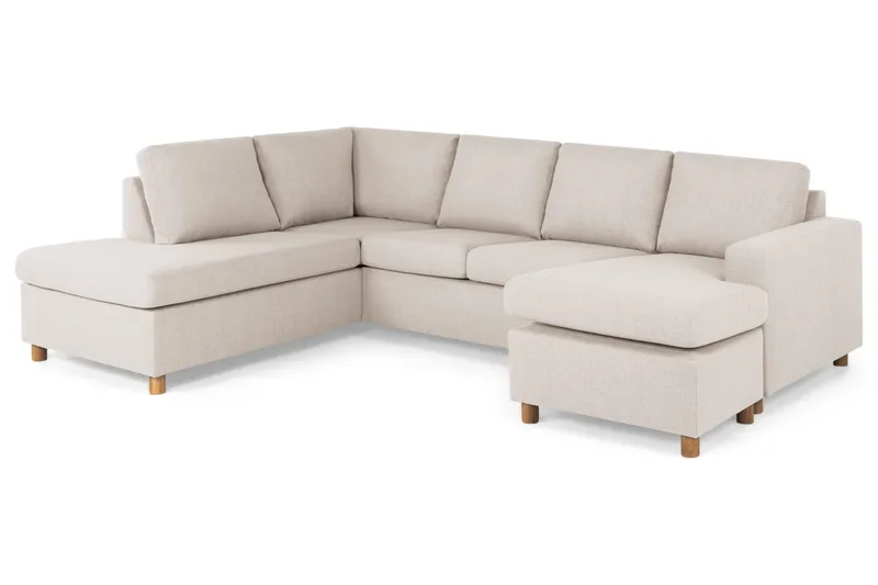 Crazy 4-sits Vänstervänd U-formad Large Soffa med Divan och Schäslong i Tyg - Beige - Möbler - Vardagsrum - Soffor - U-soffor