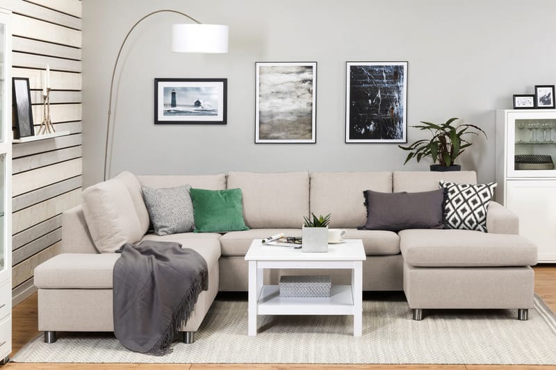 Crazy 4-sits Vänstervänd U-formad Large Soffa med Divan och Schäslong i Tyg - Beige - Möbler - Vardagsrum - Soffor - U-soffor
