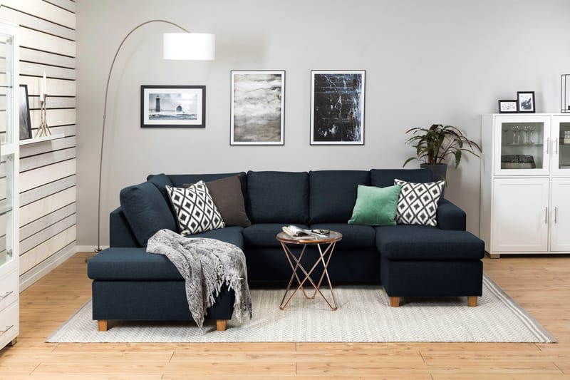 Crazy 4-sits Vänstervänd U-formad Large Soffa med Divan och Schäslong i Tyg - Blå - Möbler - Vardagsrum - Soffor - U-soffor