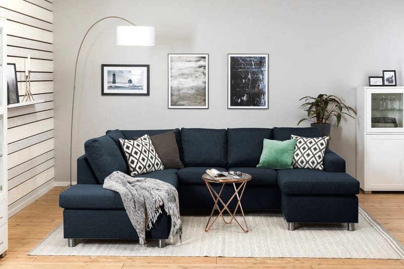 Crazy 4-sits Vänstervänd U-formad Large Soffa med Divan och Schäslong i Tyg - Blå - Möbler - Vardagsrum - Soffor - U-soffor