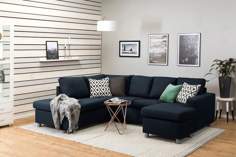 Crazy 4-sits Vänstervänd U-formad Large Soffa med Divan och Schäslong i Tyg - Blå - Möbler - Vardagsrum - Soffor - U-soffor