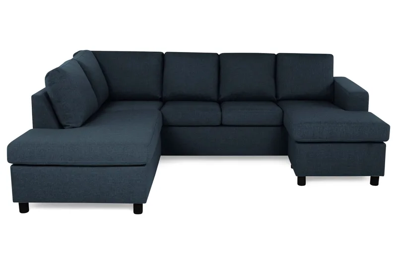 Crazy 4-sits Vänstervänd U-formad Large Soffa med Divan och Schäslong i Tyg, Blå
