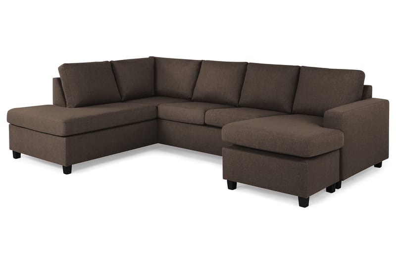 Crazy 4-sits Vänstervänd U-formad Large Soffa med Divan och Schäslong i Tyg - Brun - Möbler - Vardagsrum - Soffor - U-soffor