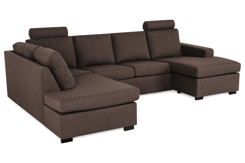 Crazy 4-sits Vänstervänd U-formad Large Soffa med Divan och Schäslong i Tyg - Brun - Möbler - Vardagsrum - Soffor - U-soffor