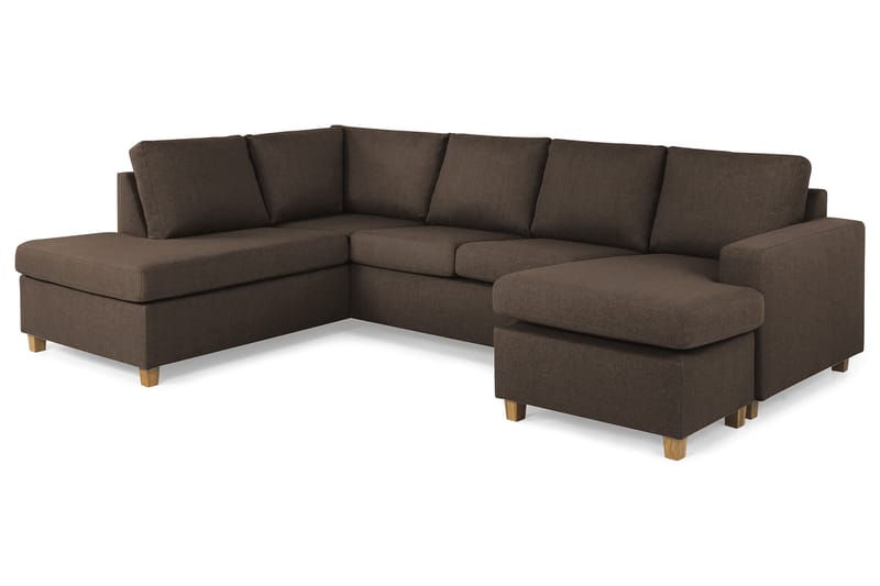 Crazy 4-sits Vänstervänd U-formad Large Soffa med Divan och Schäslong i Tyg - Brun - Möbler - Vardagsrum - Soffor - U-soffor