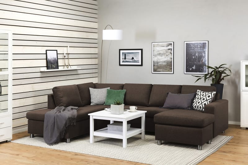 Crazy 4-sits Vänstervänd U-formad Large Soffa med Divan och Schäslong i Tyg - Brun - Möbler - Vardagsrum - Soffor - U-soffor