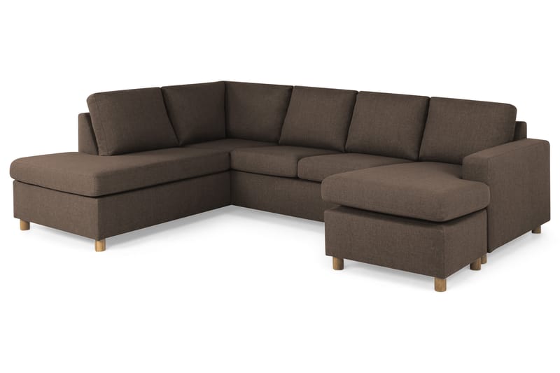 Crazy 4-sits Vänstervänd U-formad Large Soffa med Divan och Schäslong i Tyg - Brun - Möbler - Vardagsrum - Soffor - U-soffor