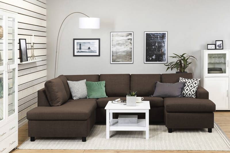 Crazy 4-sits Vänstervänd U-formad Large Soffa med Divan och Schäslong i Tyg - Brun - Möbler - Vardagsrum - Soffor - U-soffor