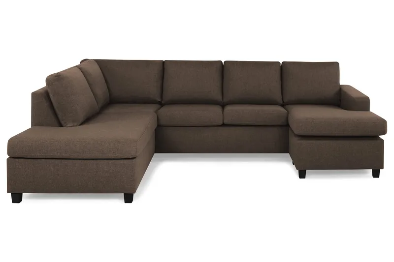 Crazy 4-sits Vänstervänd U-formad Large Soffa med Divan och Schäslong i Tyg - Brun - Möbler - Vardagsrum - Soffor - U-soffor