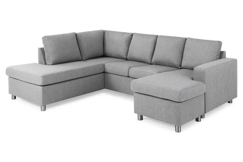 Crazy 4-sits Vänstervänd U-formad Large Soffa med Divan och Schäslong i Tyg - Grå - Möbler - Vardagsrum - Soffor - U-soffor