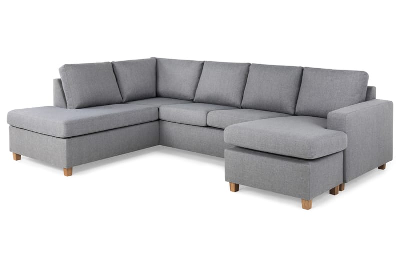 Crazy 4-sits Vänstervänd U-formad Large Soffa med Divan och Schäslong i Tyg - Grå - Möbler - Vardagsrum - Soffor - U-soffor