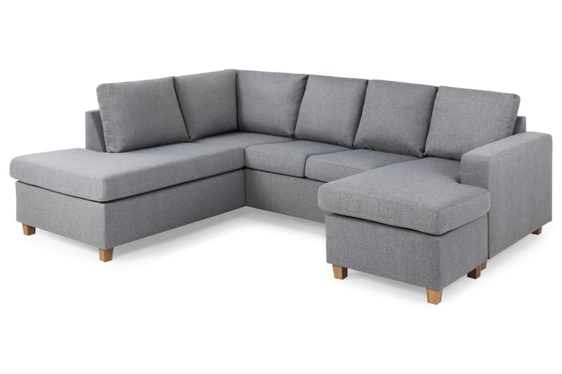 Crazy 4-sits Vänstervänd U-formad Large Soffa med Divan och Schäslong i Tyg - Grå - Möbler - Vardagsrum - Soffor - U-soffor