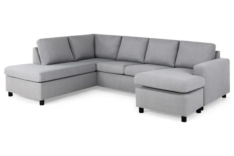 Crazy 4-sits Vänstervänd U-formad Large Soffa med Divan och Schäslong i Tyg - Grå - Möbler - Vardagsrum - Soffor - U-soffor