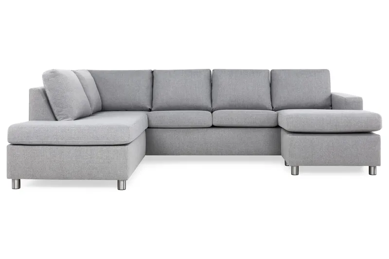 Crazy 4-sits Vänstervänd U-formad Large Soffa med Divan och Schäslong i Tyg - Grå - Möbler - Vardagsrum - Soffor - U-soffor