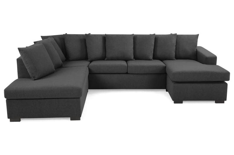 Crazy 4-sits Vänstervänd U-formad Large Soffa med Divan och Schäslong i Tyg inkl Kuvertkuddar - Mörkgrå - Möbler - Vardagsrum - Soffor - U-soffor